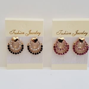 Gold Plated Rhinestone Stud Earrings